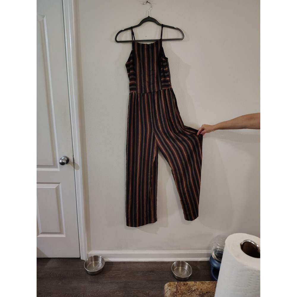 Xhilaration XS Striped Wide Leg Jumpsuit High Neck Smocked Back Multi-Color